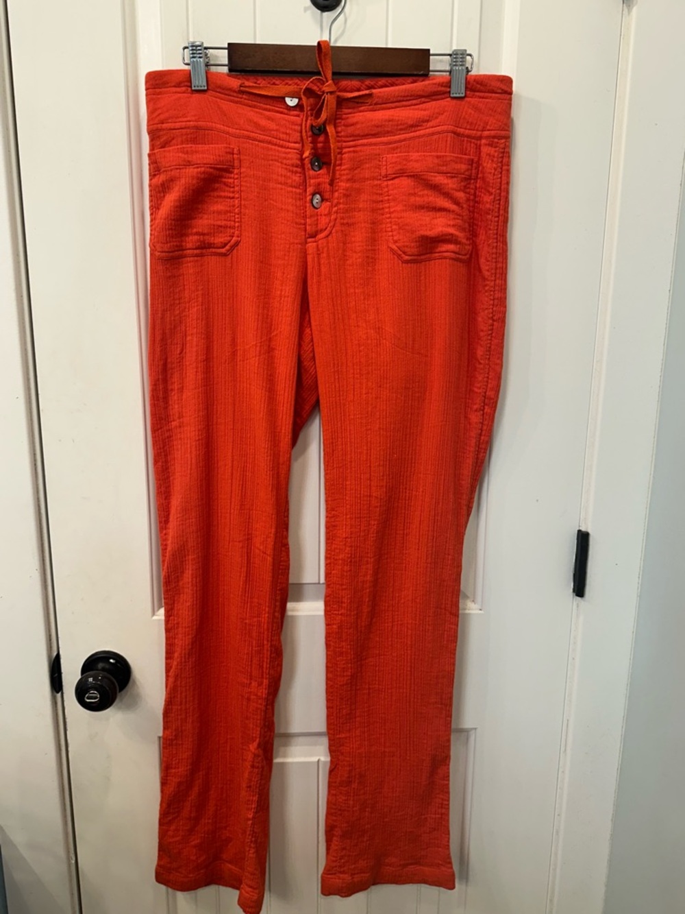 Sundance Orange Gauze Linen Blend Drawstring Pants S Boho